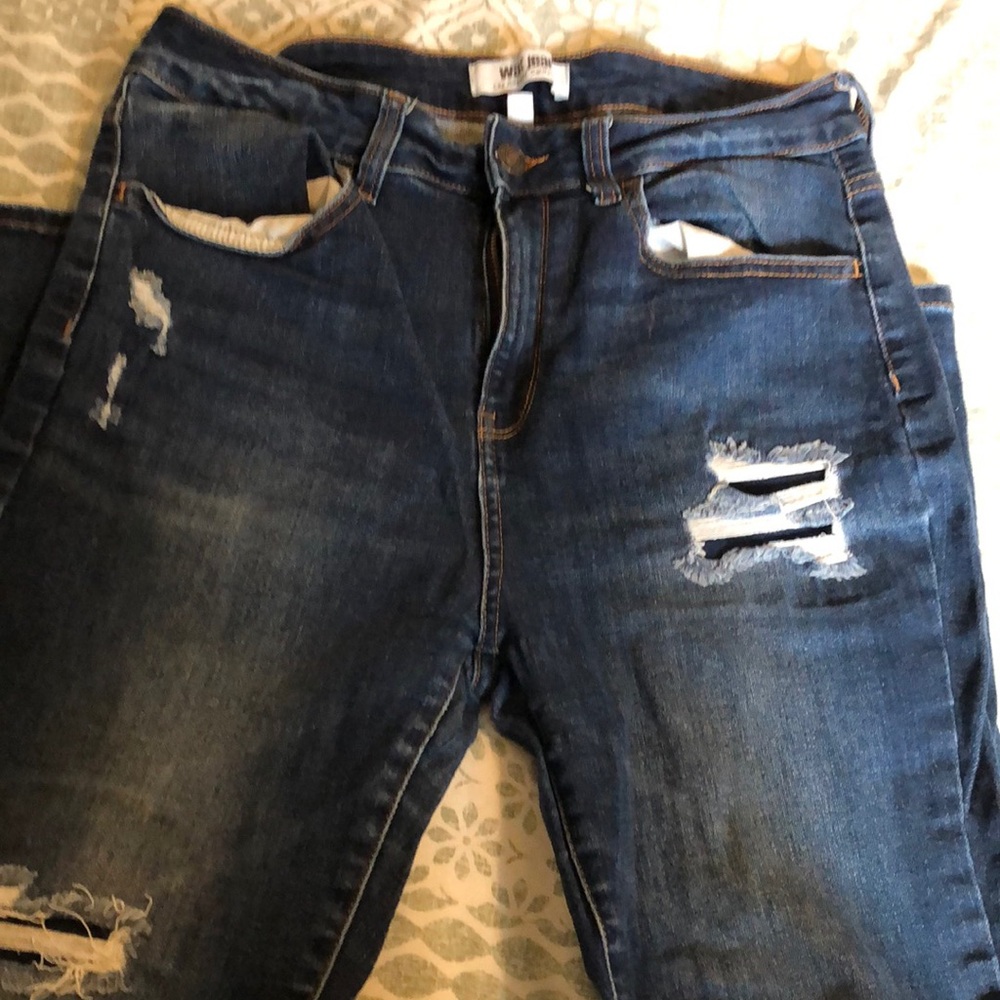 Wax Jean Blue Boyfriend Jeans with Distressed Details